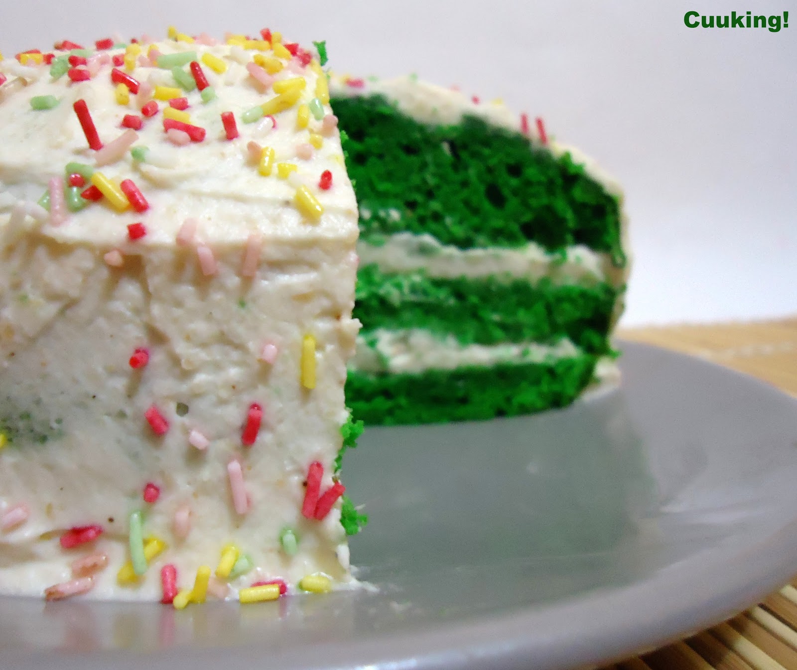 Tarta "Green velvet" con crema de almendras