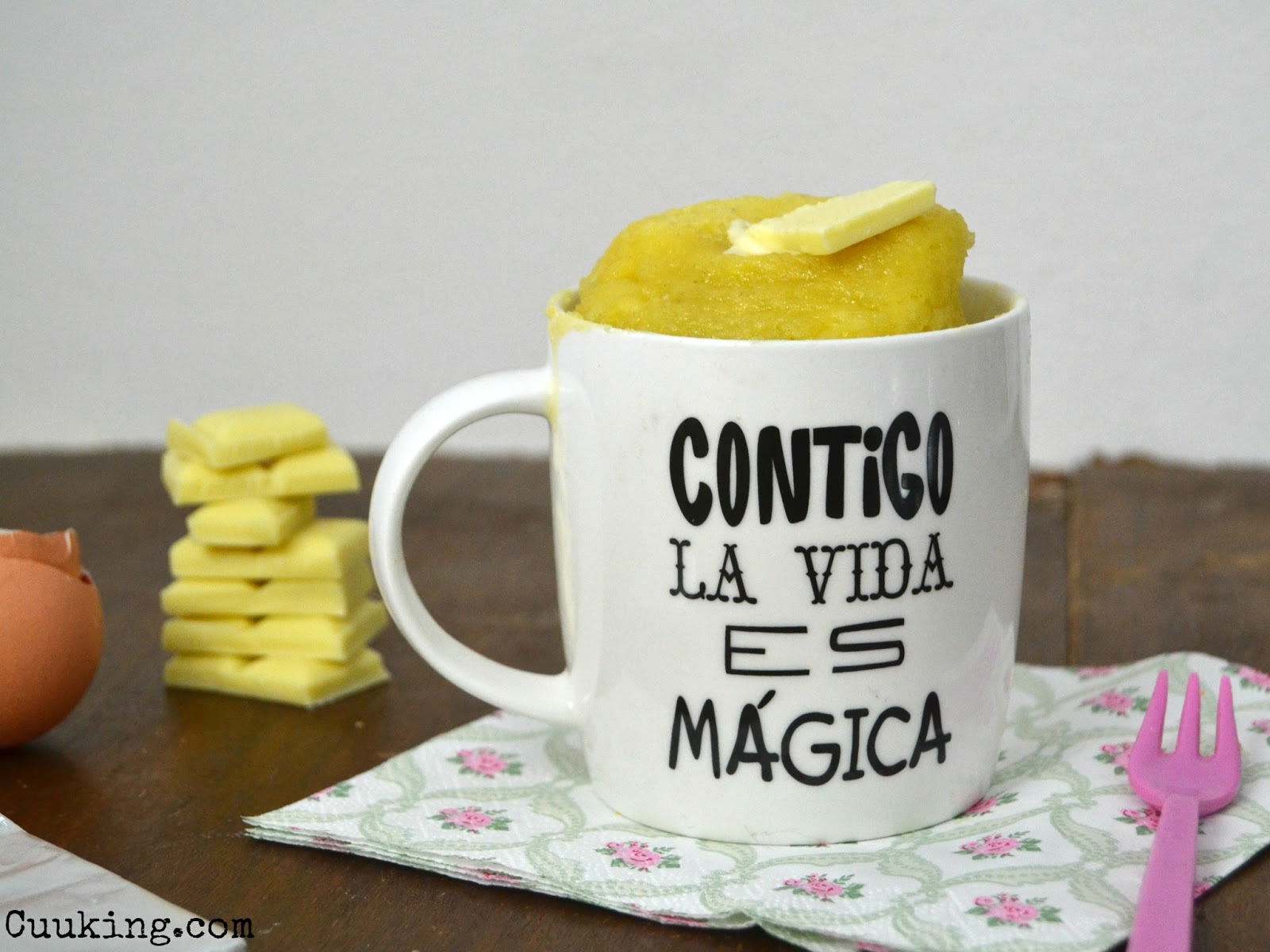 cuuking  receta mug cake de chocolate blanco. Videoreceta