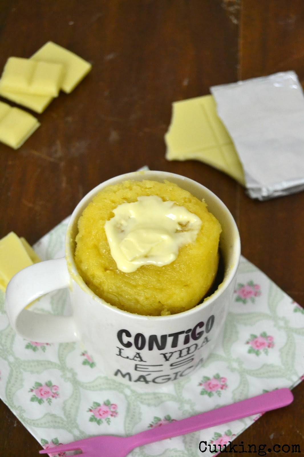 cuuking  receta mug cake de chocolate blanco. Videoreceta