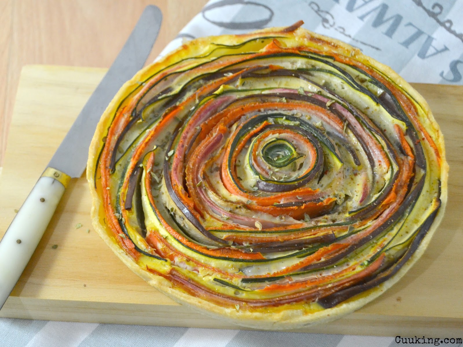 Quiche de verduras en espiral.