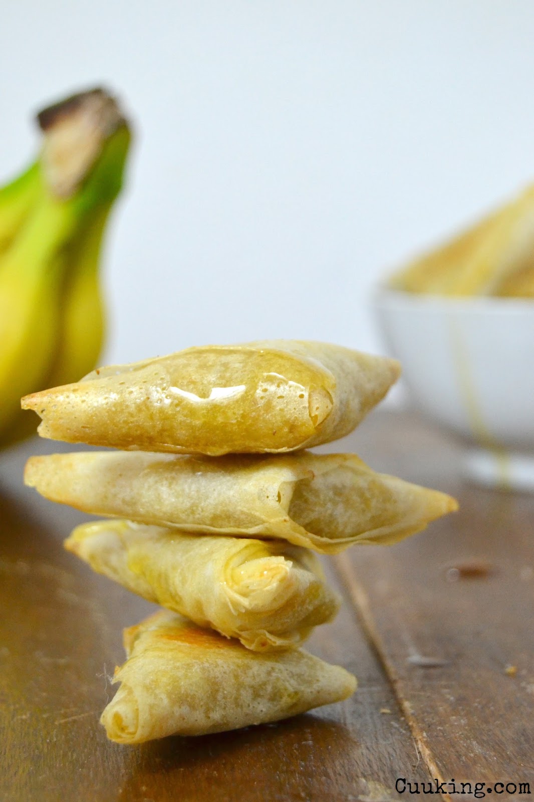 Samosas de plátano, jengibre y miel receta