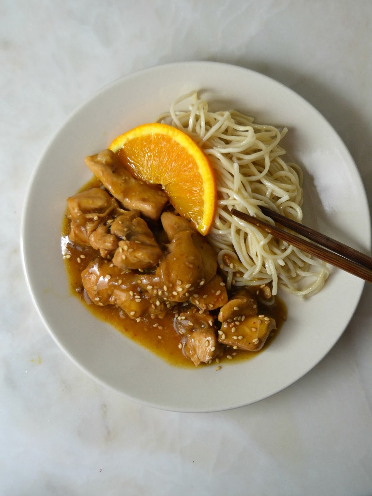 Pollo a la naranja estilo asiático