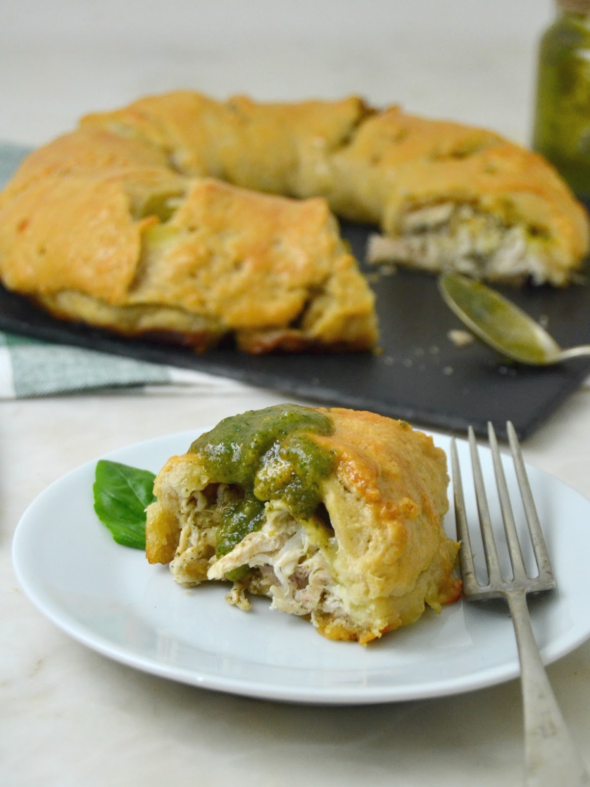 receta orona rellena de pollo al pesto