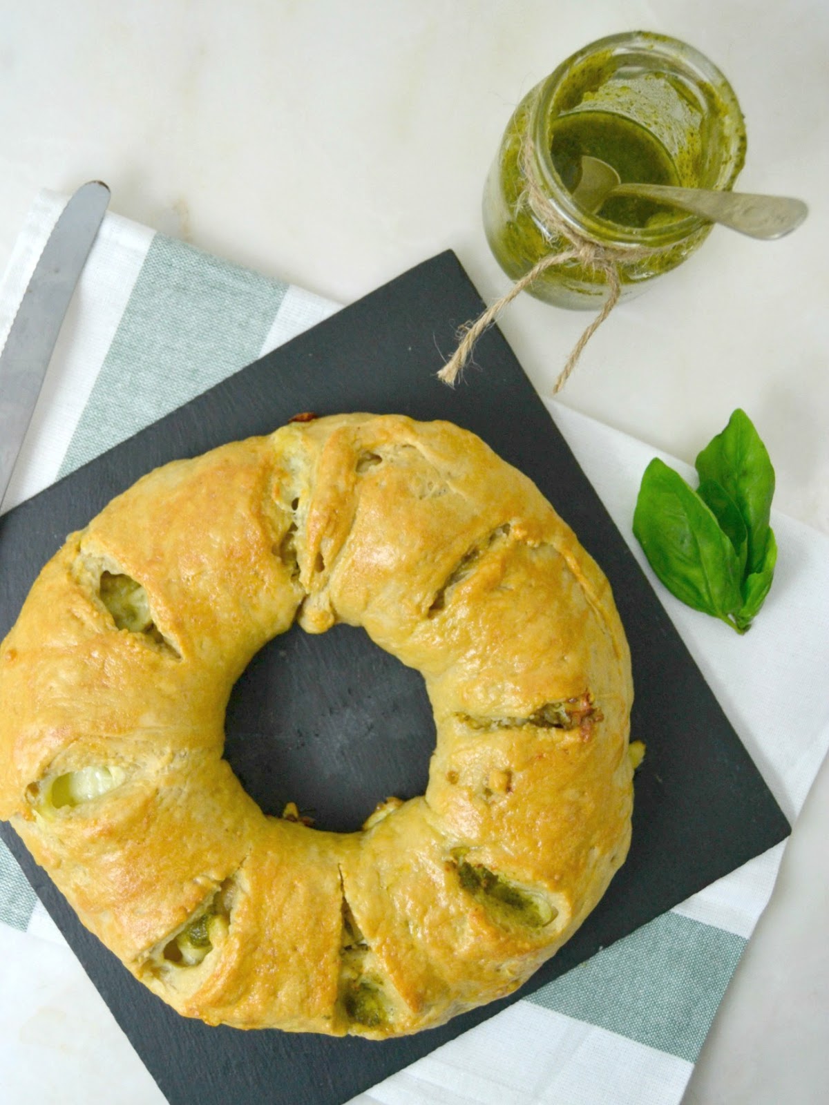 receta orona rellena de pollo al pesto