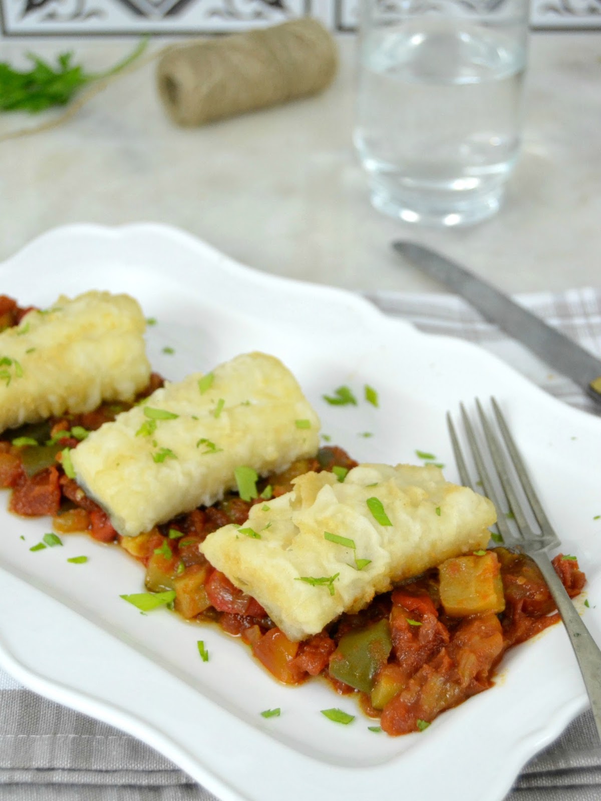 Bacalao con pisto. Receta tradicional