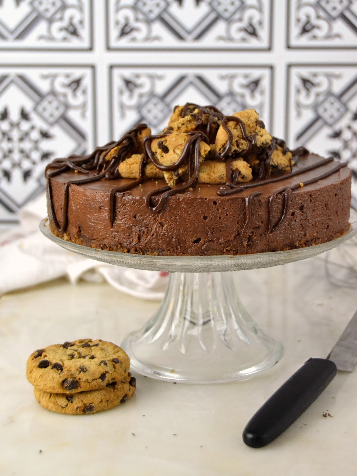 Tarta mousse de chocolate con cookies