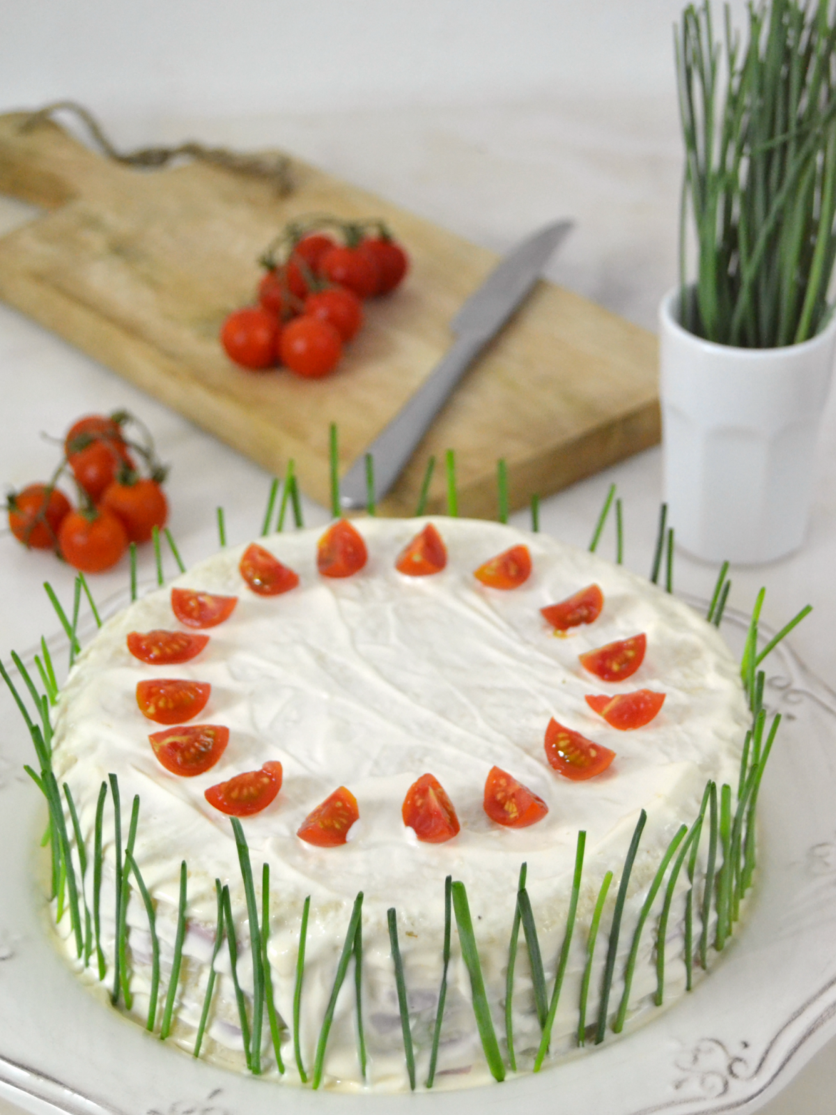 Tarta salada de jamón york y piña con pan de molde 