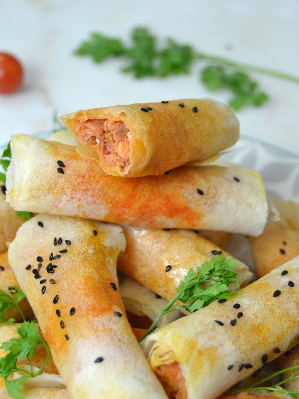 Rollitos de atún con tomate y huevo