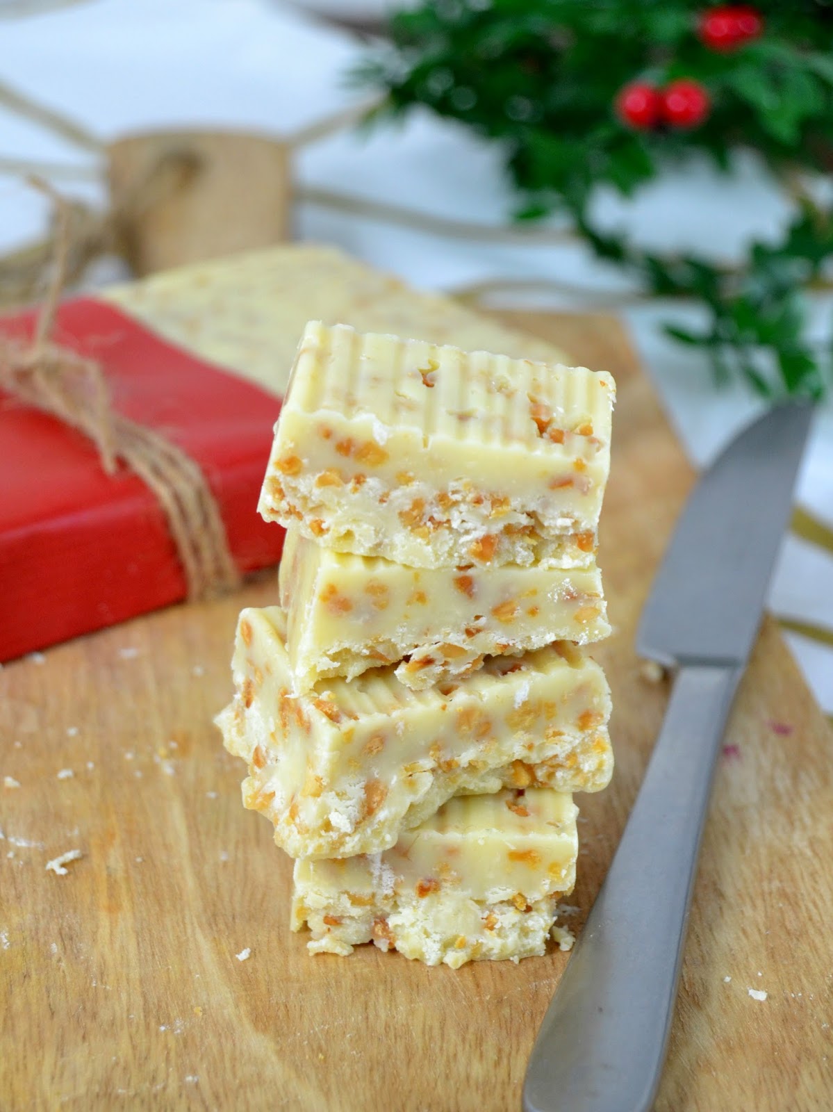 Turrón de leche condensada y chocolate blanco