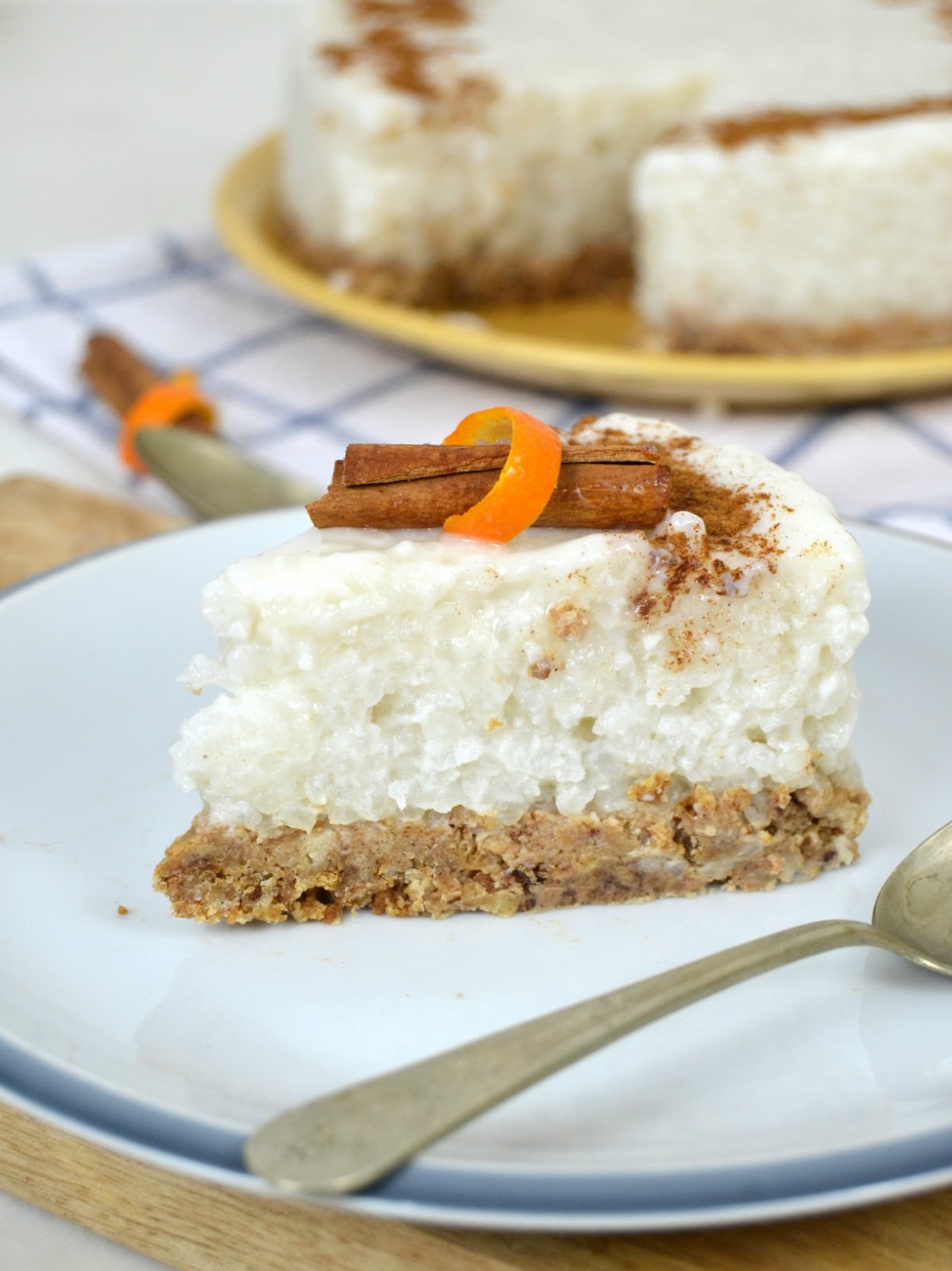 Tarta de arroz con leche sin horno