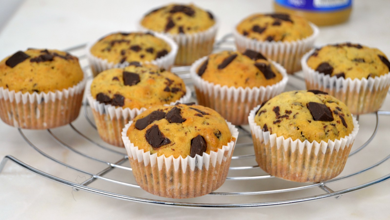 Muffins de crema de cacahuete y chocolate