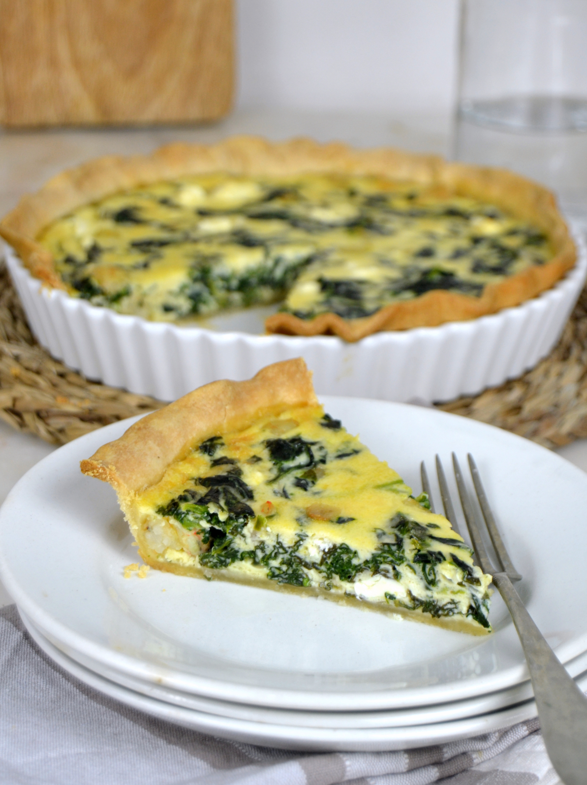 Quiche de espinacas y gambas