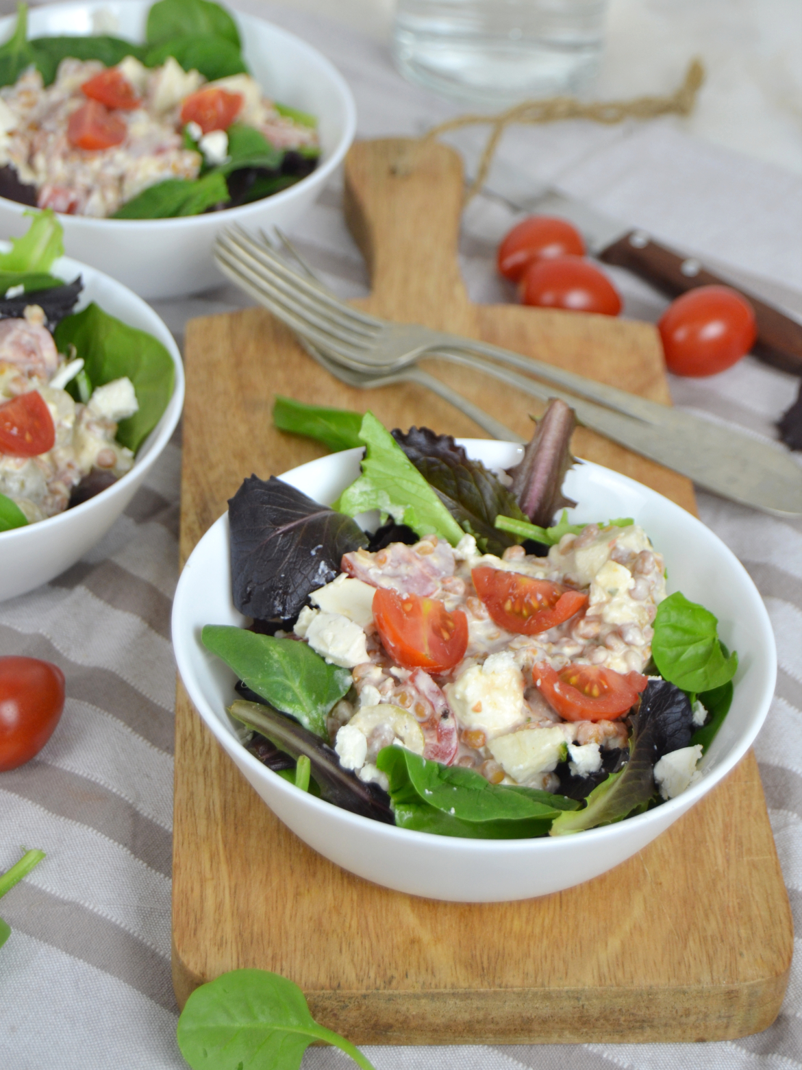 Ensalada de lentejas con aliño de yogurt