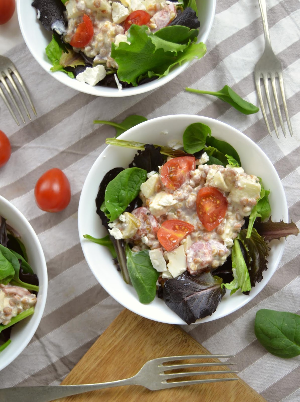 Ensalada de lentejas con aliño de yogurt