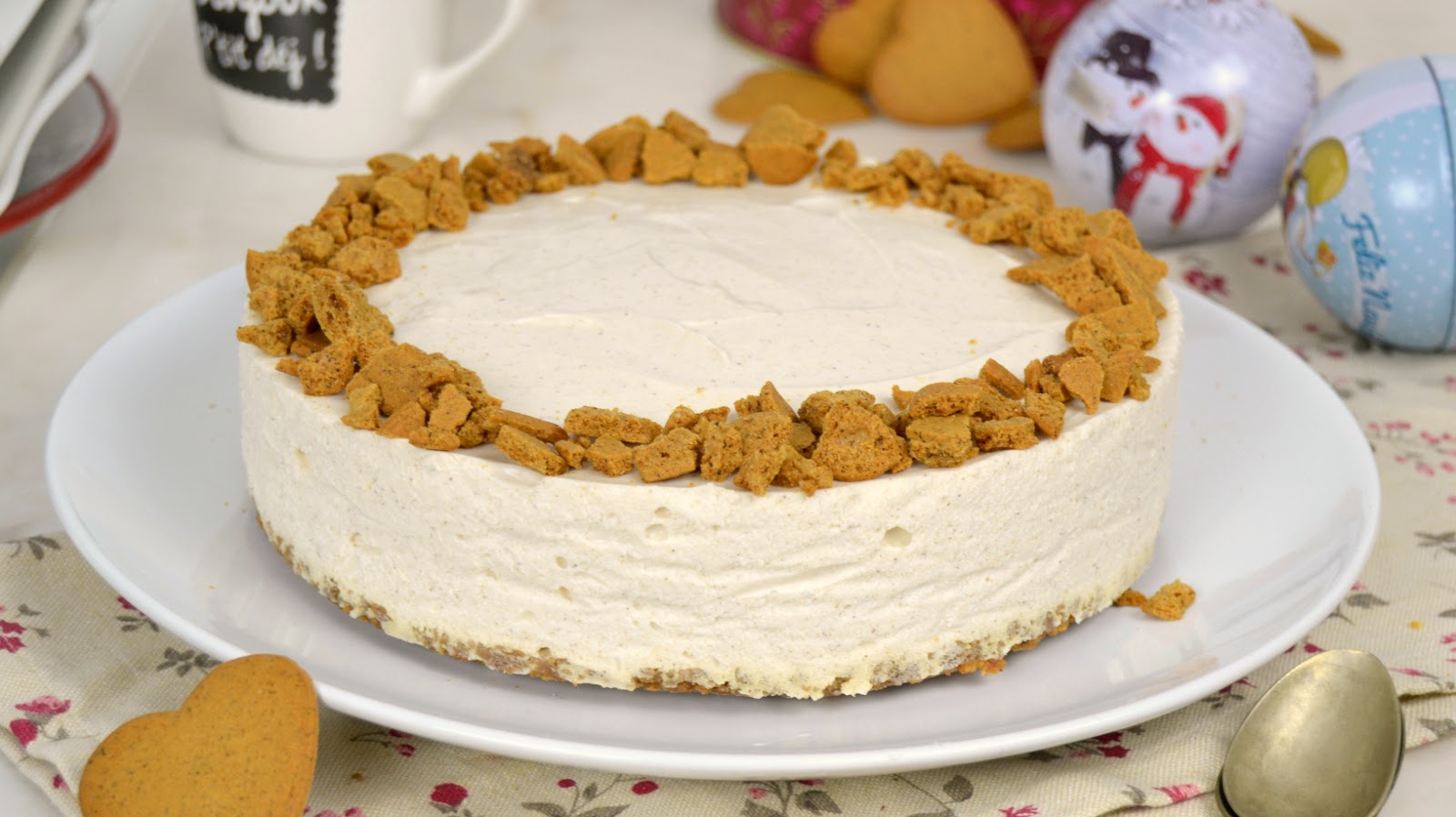 Tarta de queso con galletas de jengibre ¡Perfecta para Navidad! 